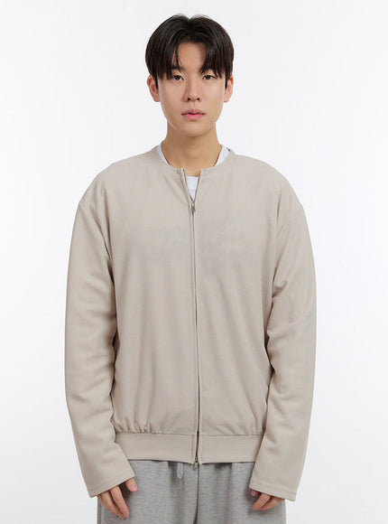 mens-zip-up-cardigan-jacket-im525 / Light beige