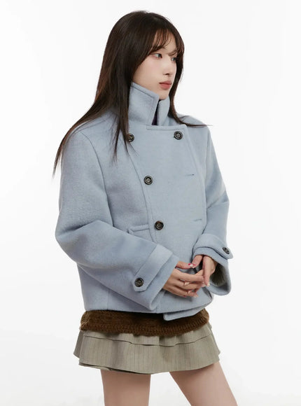 double-buttoned-peacoat-ij521 / Light blue