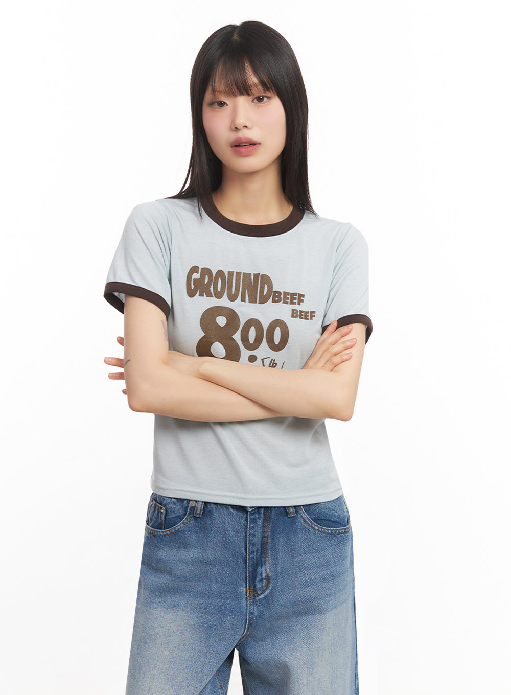 ground-graphic-crop-top-iy502 / Light blue