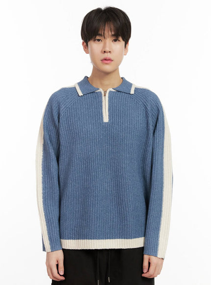 mens-soft-touch-collared-sweater-ij517 / Light blue
