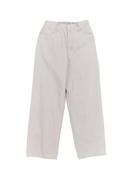 mens-cotton-washed-wide-leg-pants-im527 / Light gray