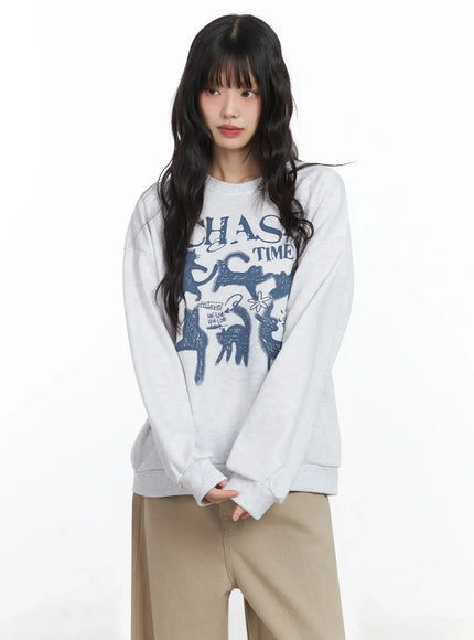 chase-time-graphic-sweatshirt-f516 / Light gray