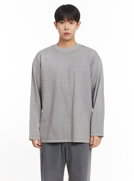 mens-washed-long-sleeve-t-shirt-im527 / Light gray