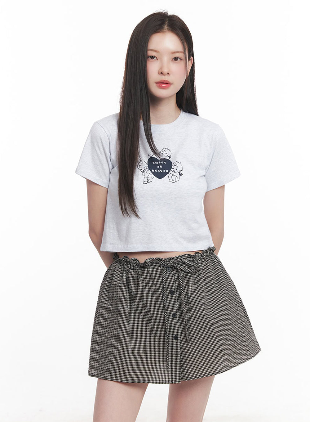 angel-graphic-crop-top-iy513 / Light gray