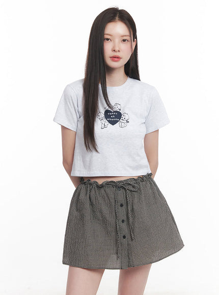 angel-graphic-crop-top-iy513 / Light gray