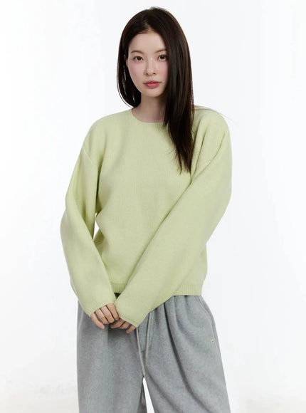 round-neck-knit-sweater-id526 / Light green