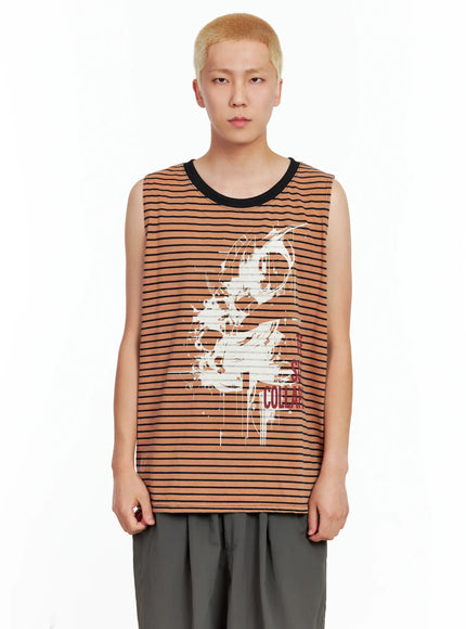 mens-striped-sleeveless-tee-il511 / Orange