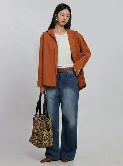 oversized-button-up-shirt-id516 / Orange