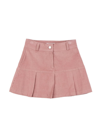 Corduroy Pleated Mini Skirt IJ510