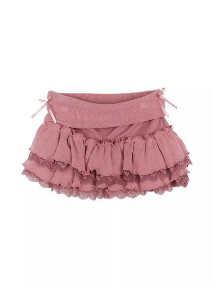 ribbon-ruffle-skirt-in503 / Pink