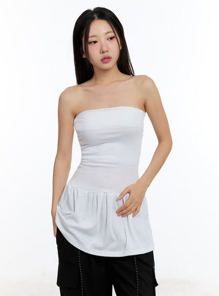 shirred-strapless-mini-dress-iu509 / White