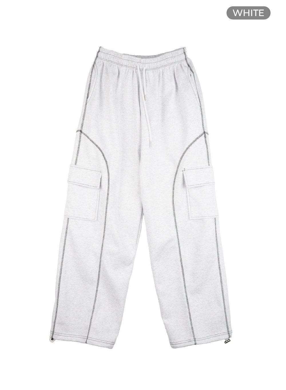 mens-stitched-patch-cargo-sweatpants-is420 / White