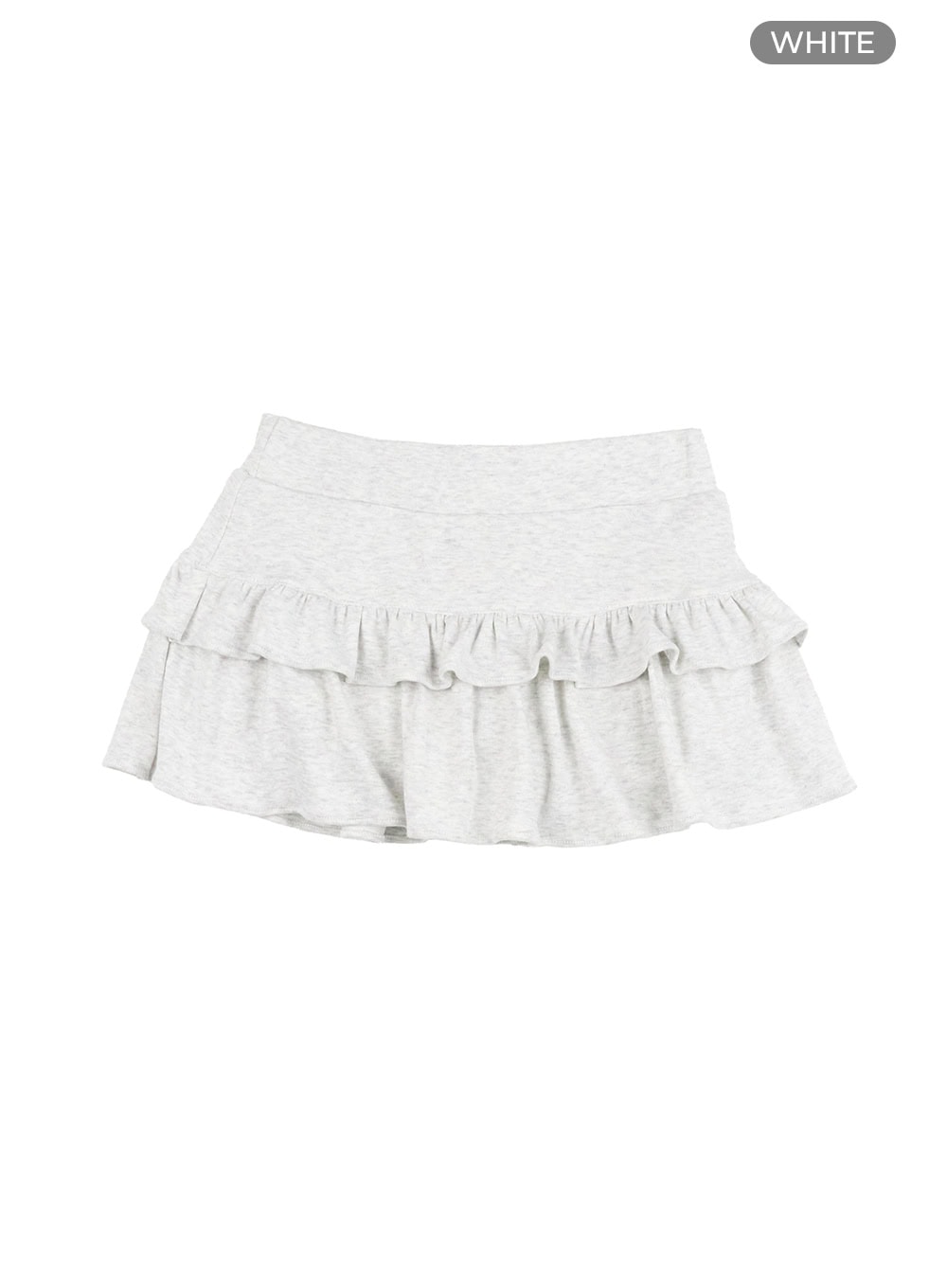 solid-frill-band-mini-skirt-il409 / White