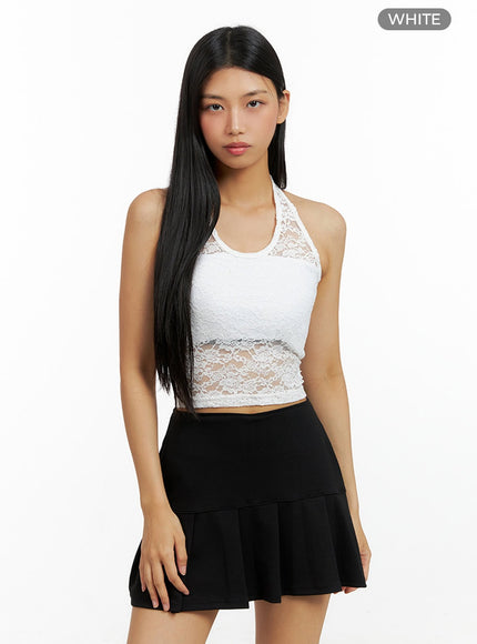 lace-halter-crop-sleeveless-top-il419 / White