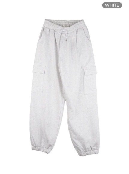 mens-cotton-cargo-sweatpants-ig402 / White