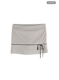 lace-trim-mini-skirt-im404 / White