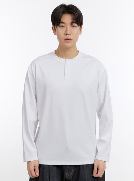 Men's Half-Buttoned Long-Sleeve T-Shirt IF528