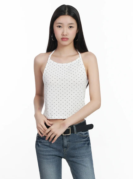 Polka Dot Halter Neck Top IM503