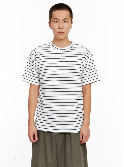 mens-striped-relaxed-fit-tee-ig511 / White