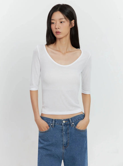 basic-3-4-sleeve-top-il528 / White