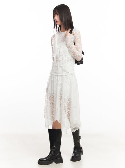 Sheer Lace Strap Cardigan IY502