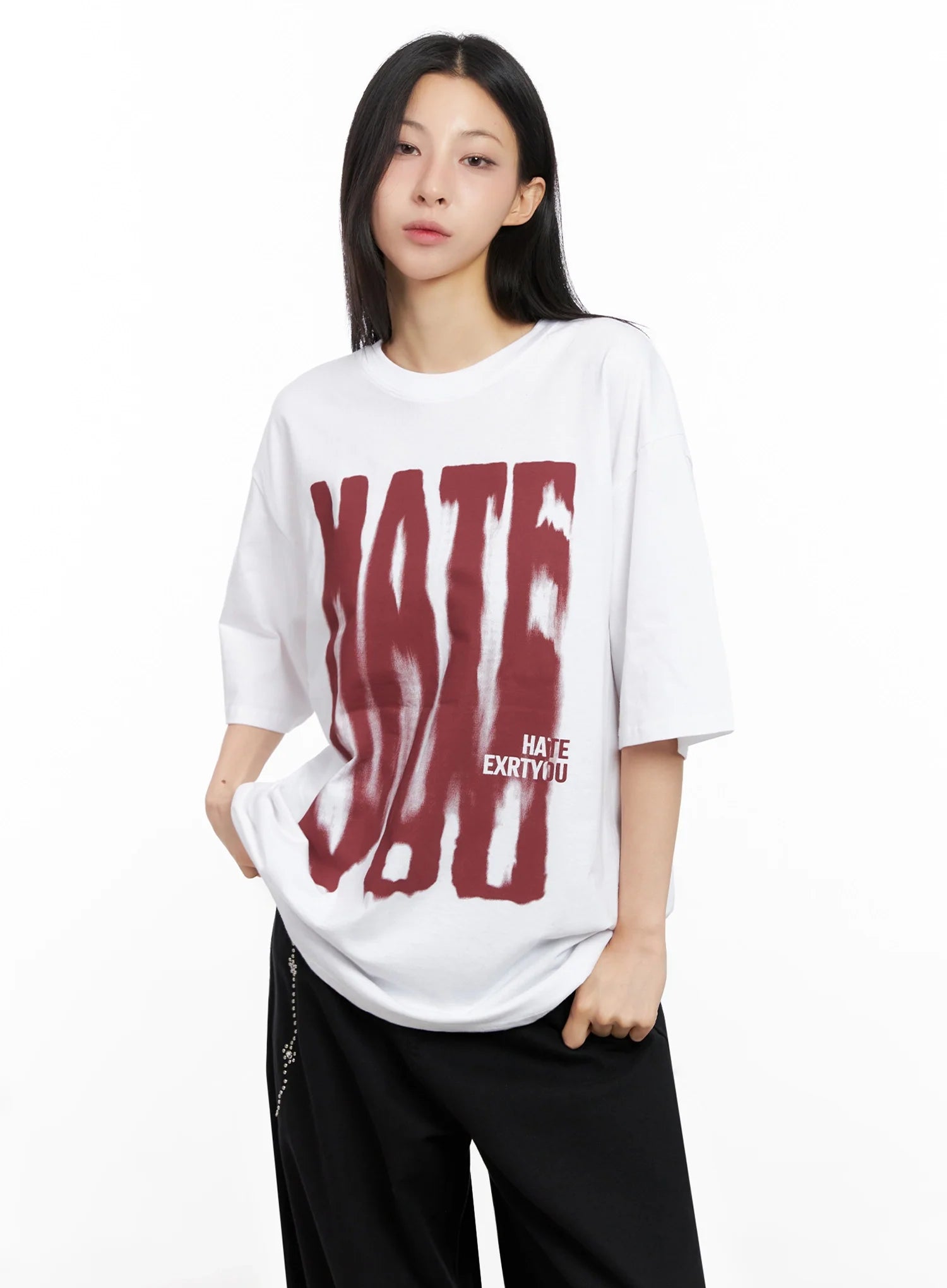 oversized-graphic-print-tee-ig508 / White