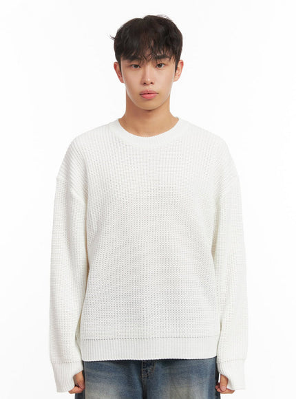 mens-long-sleeve-knit-sweater-id431 / White