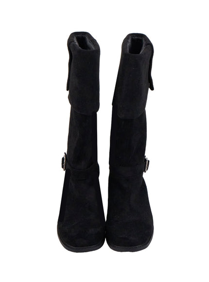 Buckle-Strap Faux Leather Long Boots ID431