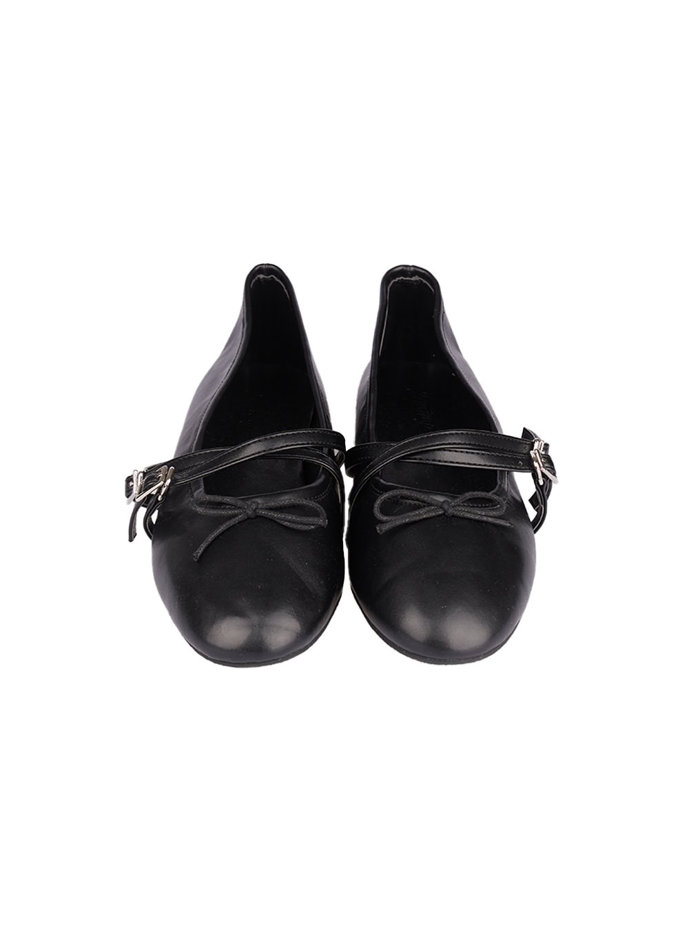 Double Buckle Faux Leather Flats IM513