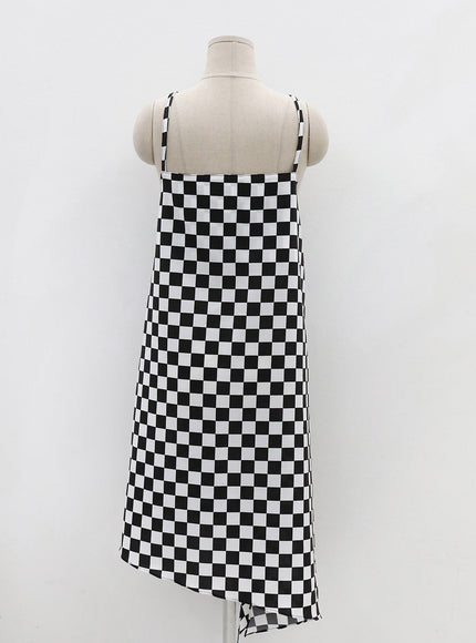 Plus Checked Sleeveless Dress IG09