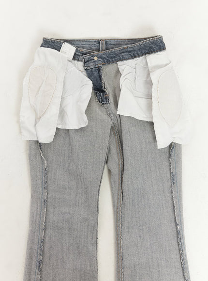 Rachel Washed Bootcut Jeans with Hip Pads CF518
