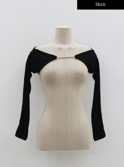Off-Shoulder Knit Bolero Cardigan IO26