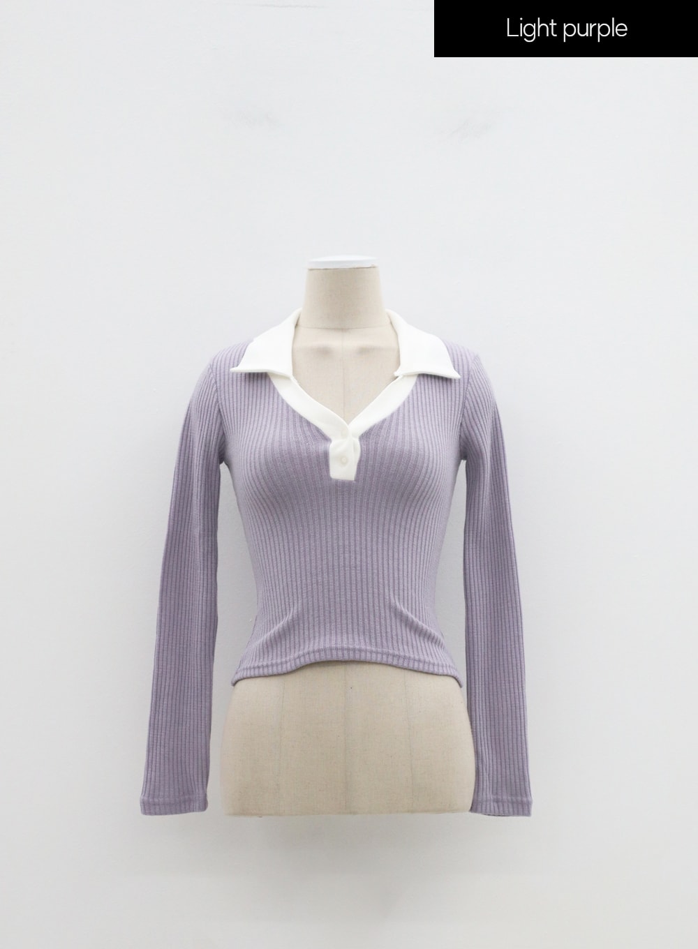 Ribbed Knit V-Neck Top IM323