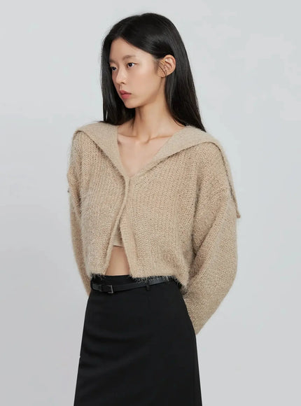 cozy-gray-crop-cardigan-io530 / Beige