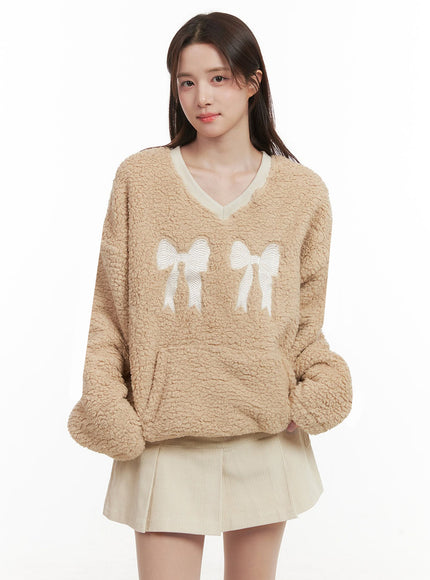 Furry Sweetheart Ribbon Sweatshirt IJ510