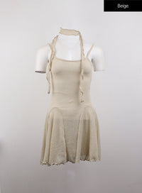 sheer-sleeveless-mini-dress-cj410 / Beige