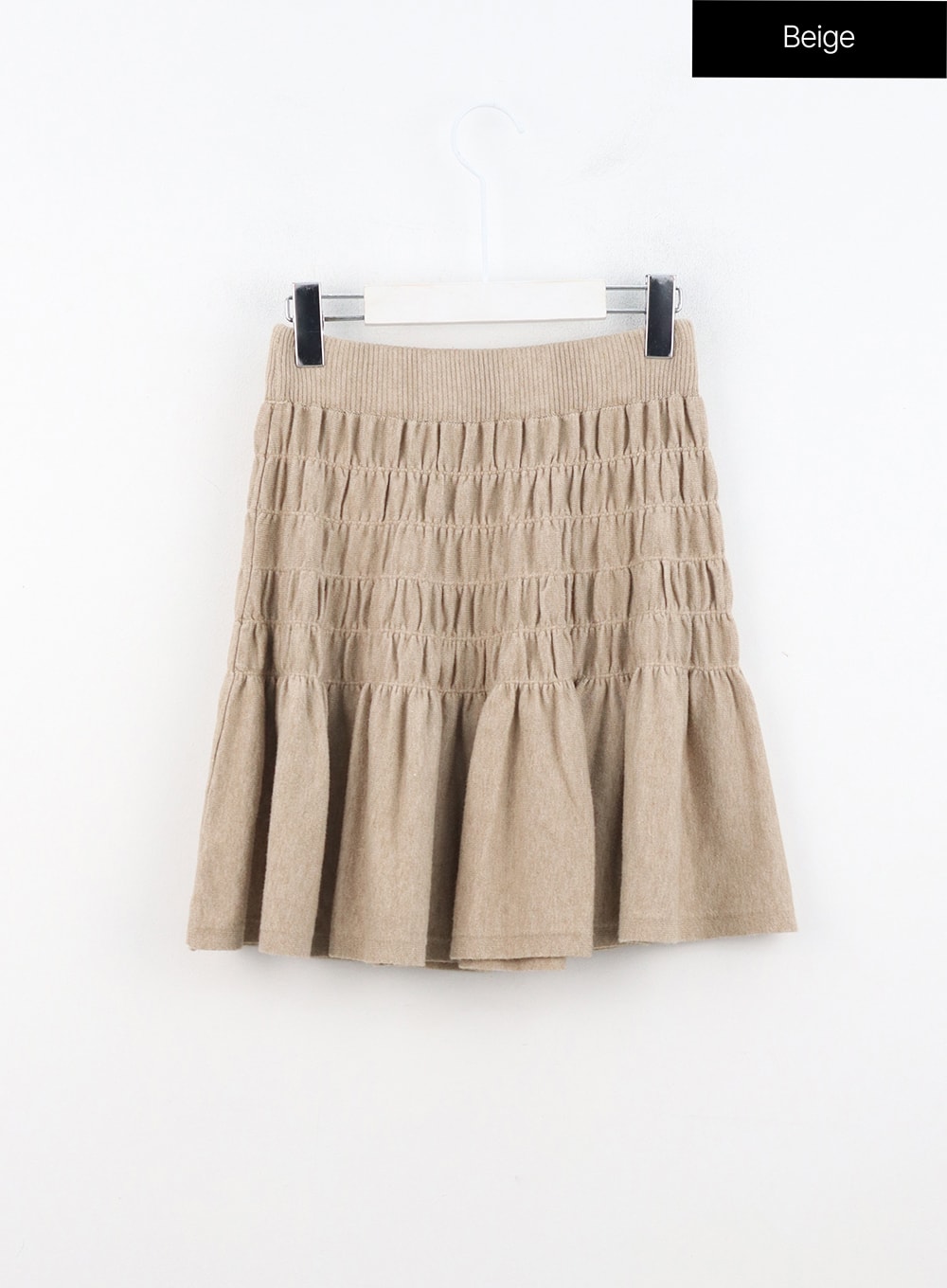 shirring-flare-mini-skirt-in310 / Beige