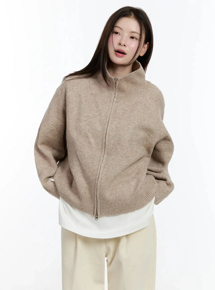 cozy-zip-up-turtleneck-cardigan-id526 / Beige