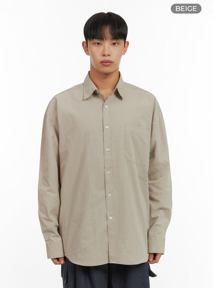 mens-oversized-basic-cotton-shirt-is419 / beige