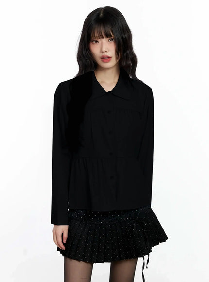shirred-long-shirt-if505 / Black