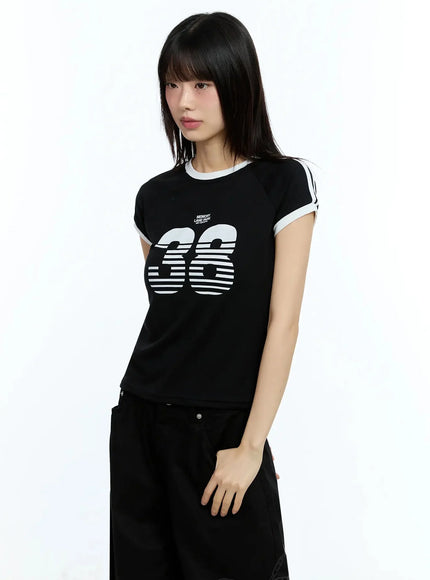 graphic-two-tone-tee-iu523 / Black