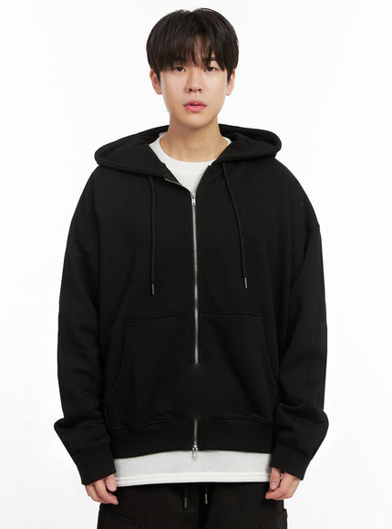 mens-double-zip-oversized-hoodie-ij517 / Black