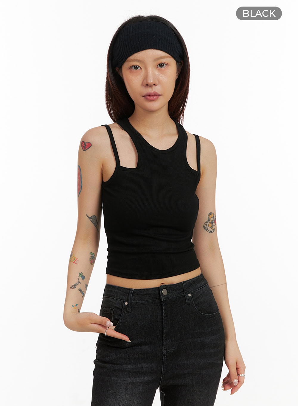slim-crop-tank-top-iy410 / Black