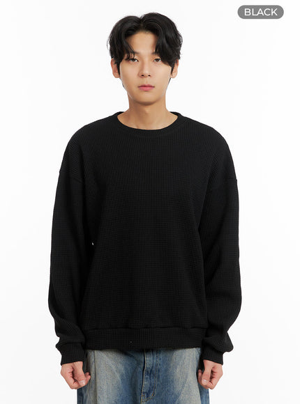 mens-waffle-knit-sweater-ia402 / Black