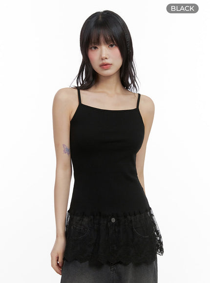 lace-dream-sleeveless-top-io430 / Black