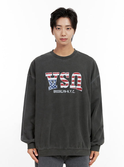 mens-washed-graphic-sweatshirt-in401 / Black