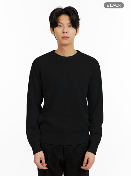 mens-basic-crew-neck-sweater-ia402 / Black