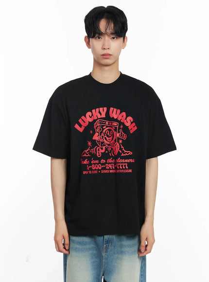 mens-vintage-lucky-wash-graphic-t-shirt / Black