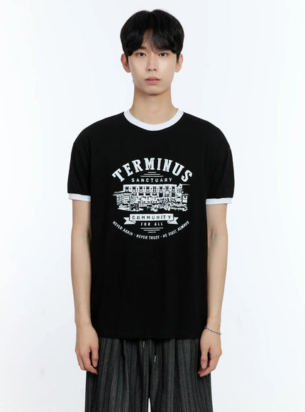 mens-contrast-graphic-shirt-il529 / Black