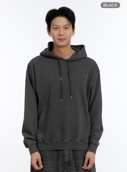 mens-vintage-wash-hoodie-io428 / Black